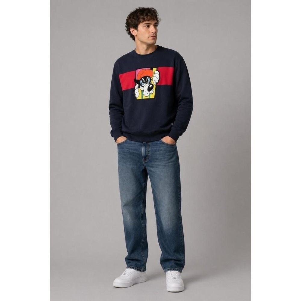 Southpole Men's 3D‎ Graphic Sweatshirt Navy Red Size Medium Retro Streetwear
